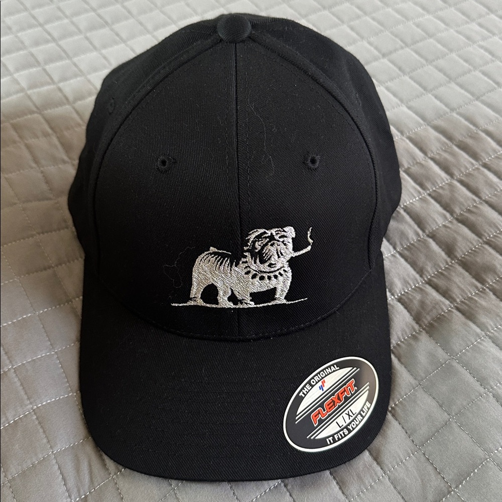 Brand New Black Baseball Hat Size L/Xl  Bulldog Silver Stitch Logo